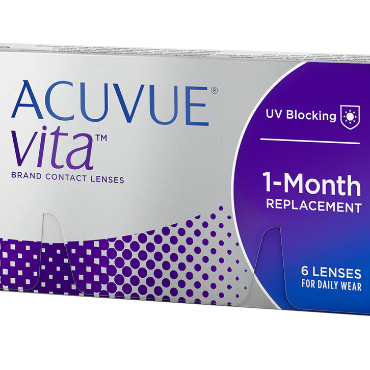 Caja de lentes de contacto ACUVUE Vita para reemplazo mensual, 6 unidades.